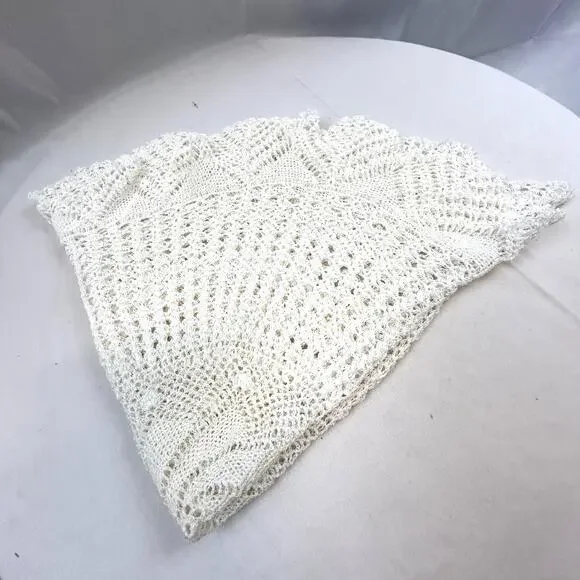 26" Crochet doilie doliy white round lace country core table decor - Picture 4 of 5